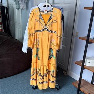 Embroidered Yellow Maxi Dress